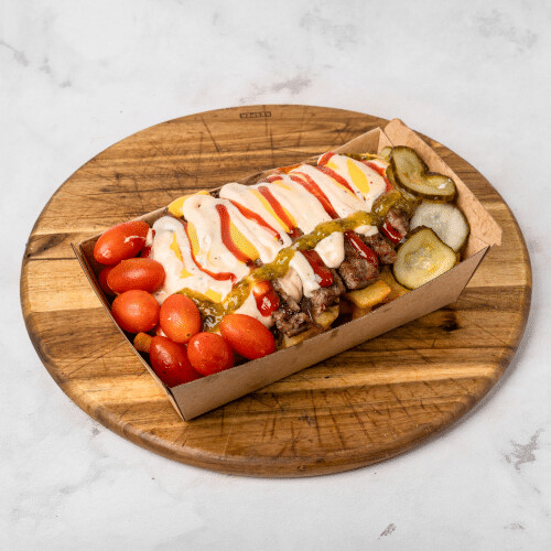 Buffalos Fries nach Cheeseburger Art