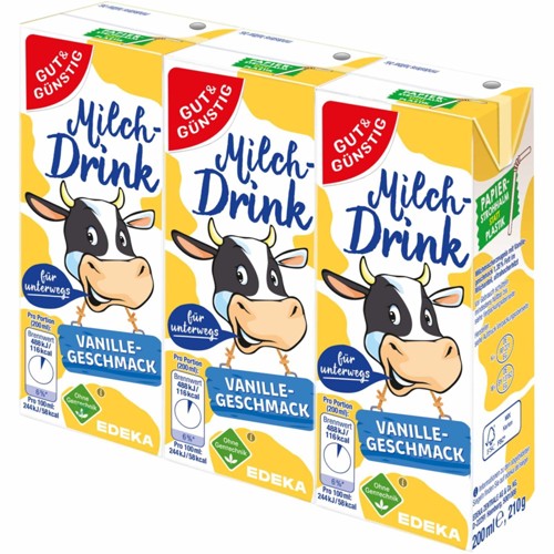 Gut & Günstig Milchdrink Vanille 3 x 0.2l
