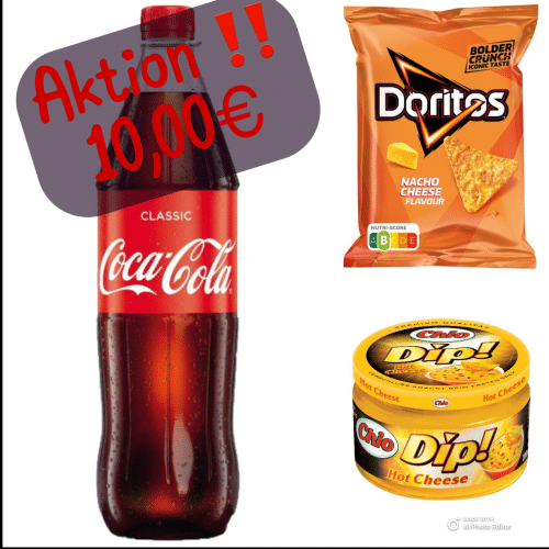 Aktion Coca-Cola 1l , Doritos chips , Dip hot cheese