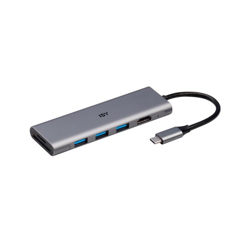 ISY IAD 1027-1 Card Reader USB-C 3-in-1 Multiport-Adapter, Silber Aluminium 2853192