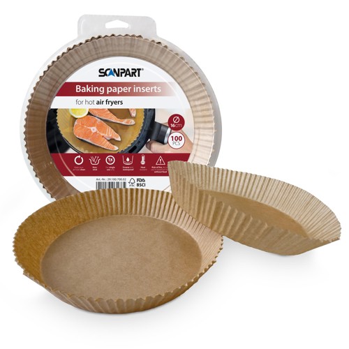 SCANPART Heißluftfritteusenpapier Durchmesser 16 cm, Backpapier-Einlagen Braun 2930738