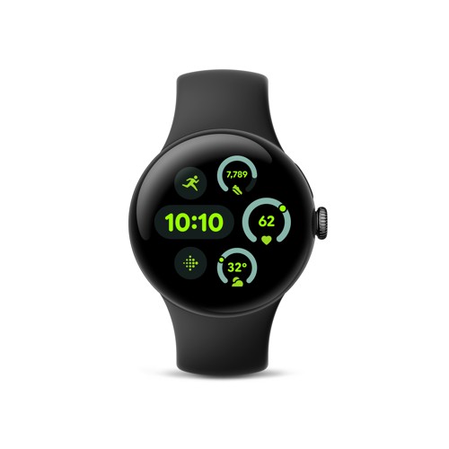 GOOGLE Pixel Watch 3 (Wi-Fi) 41 mm, Smartwatch Aluminium Fluorelastomer, 130–175 165–210 Obsidian 2942065