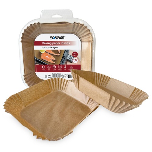 SCANPART Heißluftfritteusenpapier 16x16 cm, Backpapier-Einlage Braun 2930740