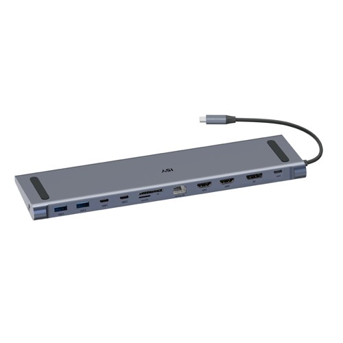 ISY IDO-1100 USB-C Multiport Docking Station + Power Delivery, Silber/Aluminium 2913846