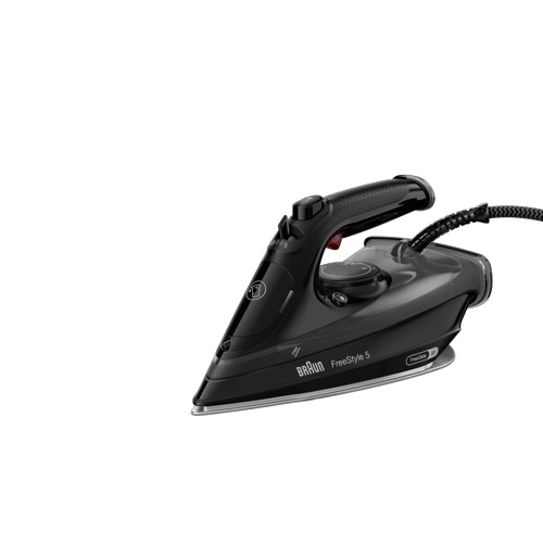 BRAUN FreeStyle 5 SI 5088 BK Dampfstoß 220 g/min ergonomisch mit 360° EloxalPlusKeramiksohle Dampfbügeleisen (2800 Watt, 2708947