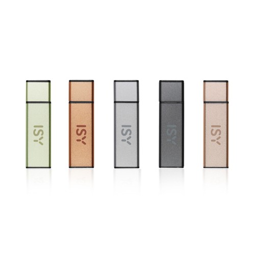 ISY IMU 2500 ALU USB-Stick, 128 GB, 15 Mbit/s, 5 verschiedene Farben (Grün, Braun, Rosé, Silber, Dunkelgrau) 2893142