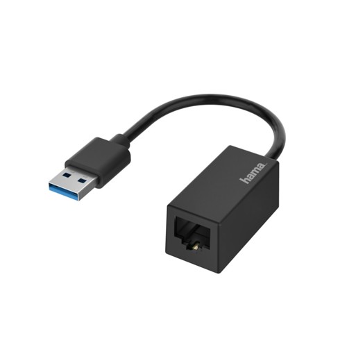 HAMA USB-Stecker auf LAN/Ethernet-Buchse Netzwerk-Adapter, Schwarz 2708448