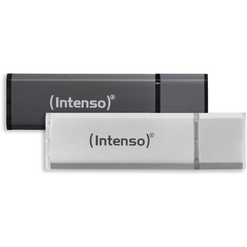 INTENSO Alu Line 2x USB-Stick, 32 GB, 28,00 MB/s, Silber/Anthrazit 2492232