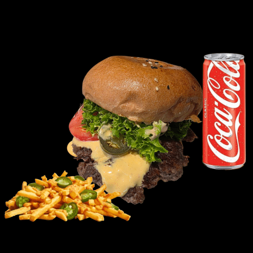 Burger Menü Chili-Cheese-Pommes