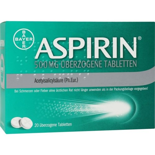 Aspirin 500mg überzogene Tabletten 20 Stück