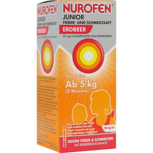Nurofen Junior Fieber-u.Schmerzsaft Erdbe.40 mg/ml 150 Milliliter