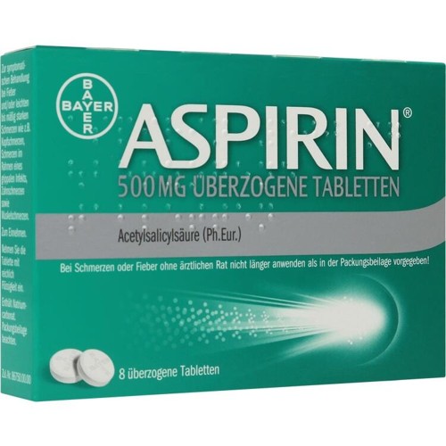 Aspirin 500mg überzogene Tabletten 8 Stück