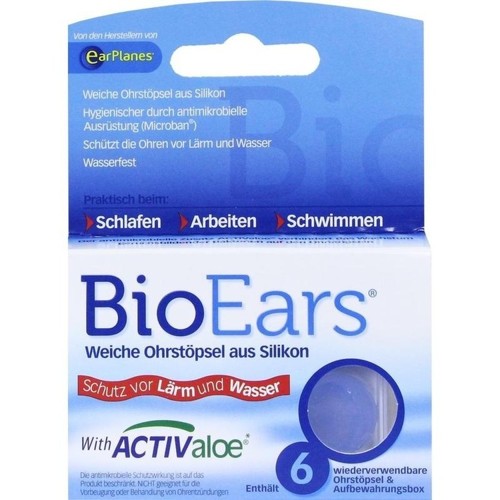 BioEars Antimikrobielle Silikon-Ohrstöpsel 6 Stück