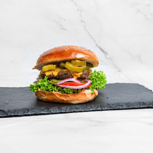 Chili-Cheese-Burger (scharf)