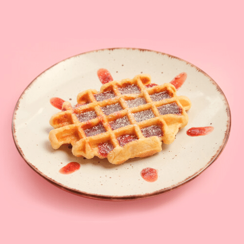 Erdbeersoße-Waffel