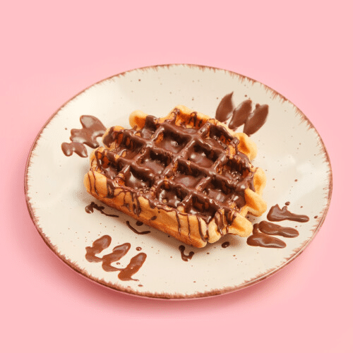 Waffel mit Schokosoße