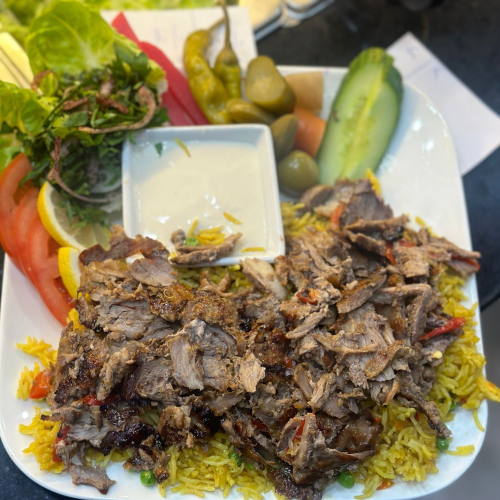 Lammfleisch Teller mit Reis