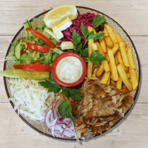 Döner Teller mit Salat und Reis oder Pommes
