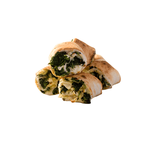 Gefüllte Pizzabrötchen mit Spinat und Hirtenkäse