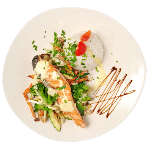 Gegrillter Lachs Auf Zitronen-Gemüse-Kartoffeln