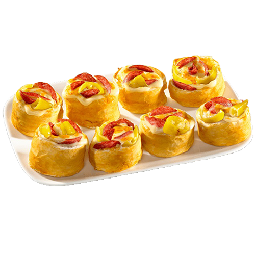 Gefüllte Pizzabrötchen mit Salami (6 Stück)