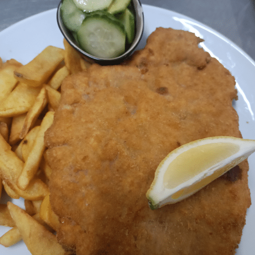 Gefülltes Schnitzel vom Schwein (Speck-Zwiebel-Champignons)