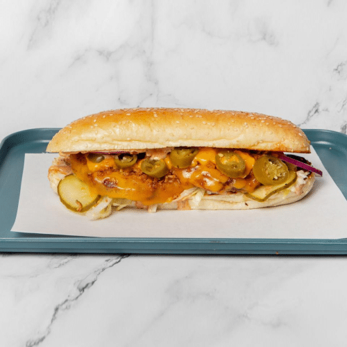 Long Chicken Chili-Cheeseburger
