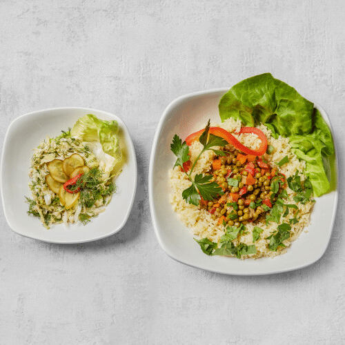Erbsen Eintopf mit Reis (vegan)