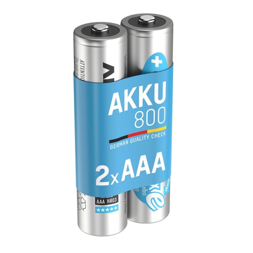 ANSMANN 5030982 NiMH Akku Micro AAA 800mAh maxE Batterie (wiederaufladbar), Ni-MH, 1.2 Volt, 800 mAh 2 Stück 1084651