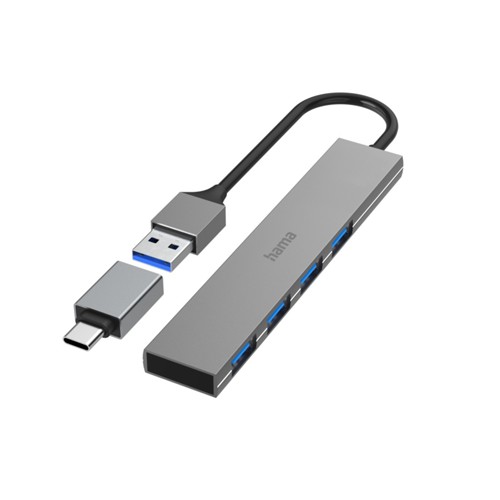 HAMA 4 Ports USB-Hub, Grau 2839221