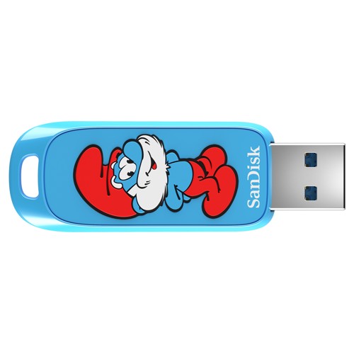 SANDISK Papa Schlumpf USB Stick, 128 GB, Schlumpf-Blau 2984781