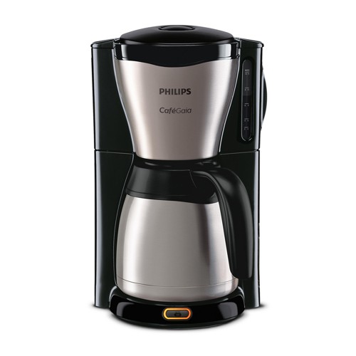 PHILIPS HD7546/20 Café Gaia mit Thermokanne aus Edelstahl, 1,2 Liter, 1000 Watt, Kaffeemaschine Schwarz/Silber 1019418