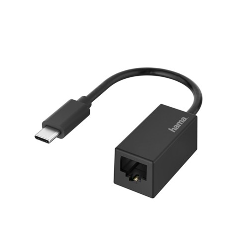 HAMA USB-C-Stecker auf LAN/Ethernet-Buchse Netzwerk Adapter, Schwarz 2708445