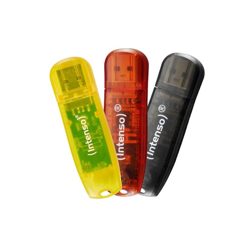 INTENSO Rainbow Line Triple Pack USB-Stick, 32 GB, 28 MB/s, Gelb, Rot, Schwarz 2815375