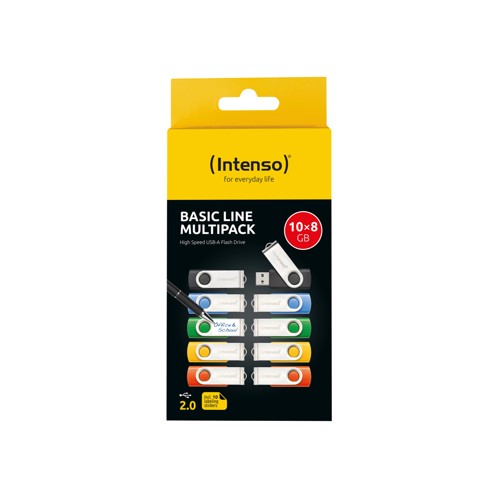 INTENSO USB-Stick 10er Pack Speicherstick, 8 GB, 28 MB/s, Bunt 2959868