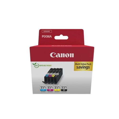 CANON CLI-551 Tintenpatrone Cyan, Magenta, Gelb, Schwarz 2913824