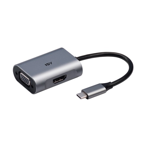 ISY IAD 1017-1 USB-C TO HDMI & VGA Adapter, Silber Aluminium 2857881