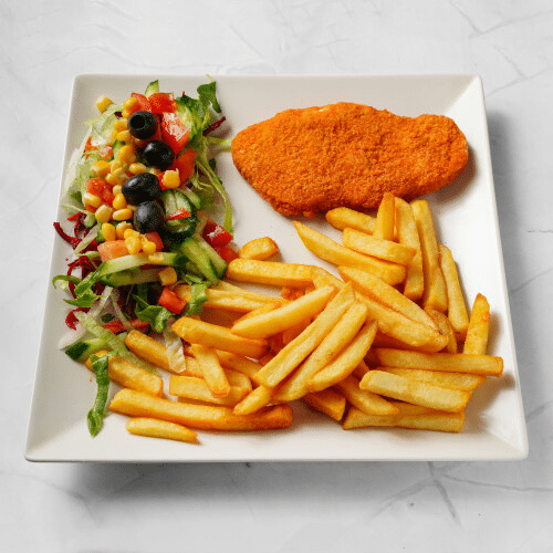 Hähnchenschnitzel mit Beilage