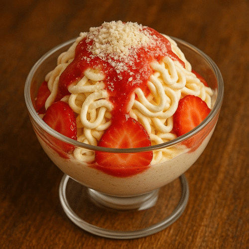 Spaghetti Erdbeer Eis