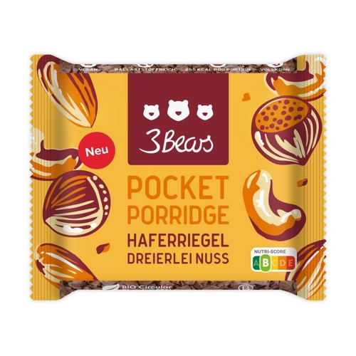 3Bears Pocket Porridge Haferiregel Dreierlei Nuss 55g