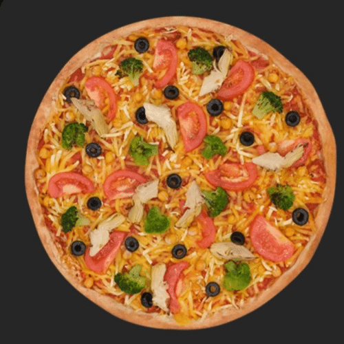 Pizza Gorgonzola, Kirschtomaten und Spinat