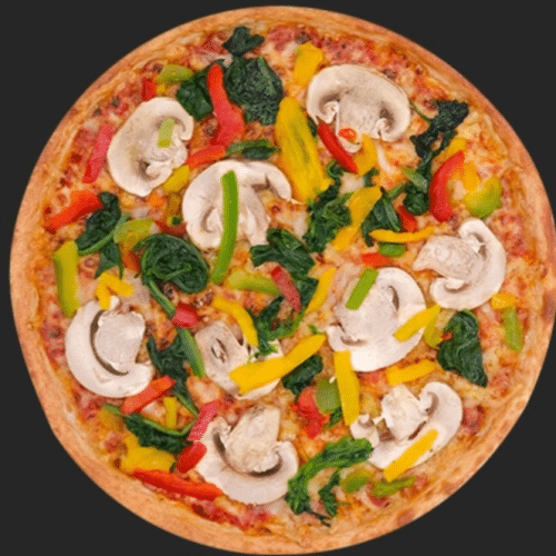 Pizza Mozzarella, Spinat und Zwiebeln