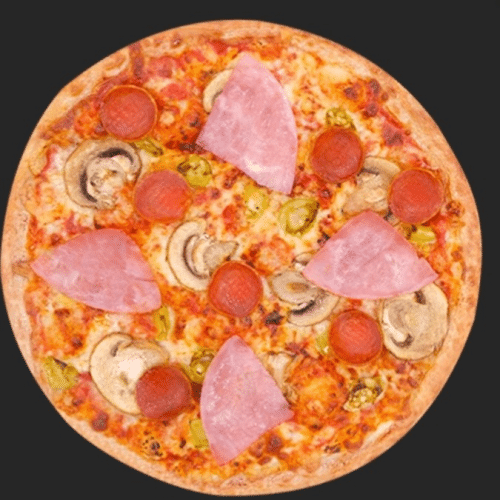 Pizza Salami, Putenschinken und Rinderhackfleisch