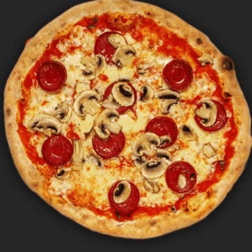 Pizza Salami und Champignons