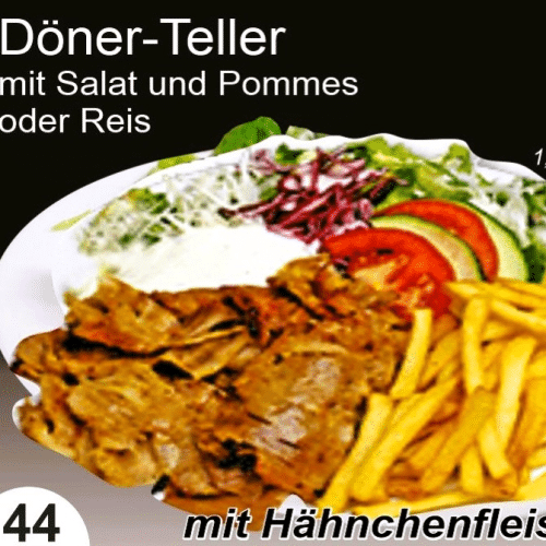 Döner Teller Mit Hähnchen Pommes Oder Reis und Salat