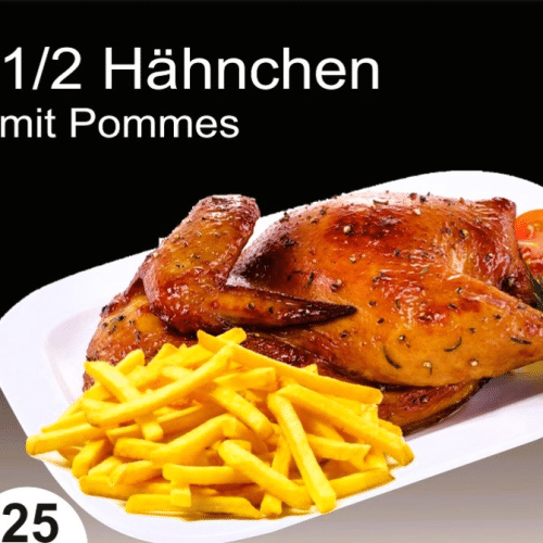 Halbes Hähnchen Mit Pommes