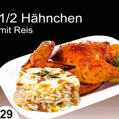 Halbes Hähnchen Mit Reis
