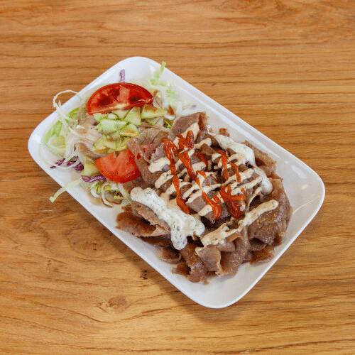 Drehspieß Teller mit Salat