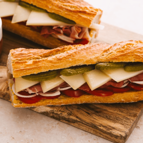 Baguette Schinken und Ei