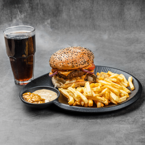 Double Beef Burger Menü (scharf)